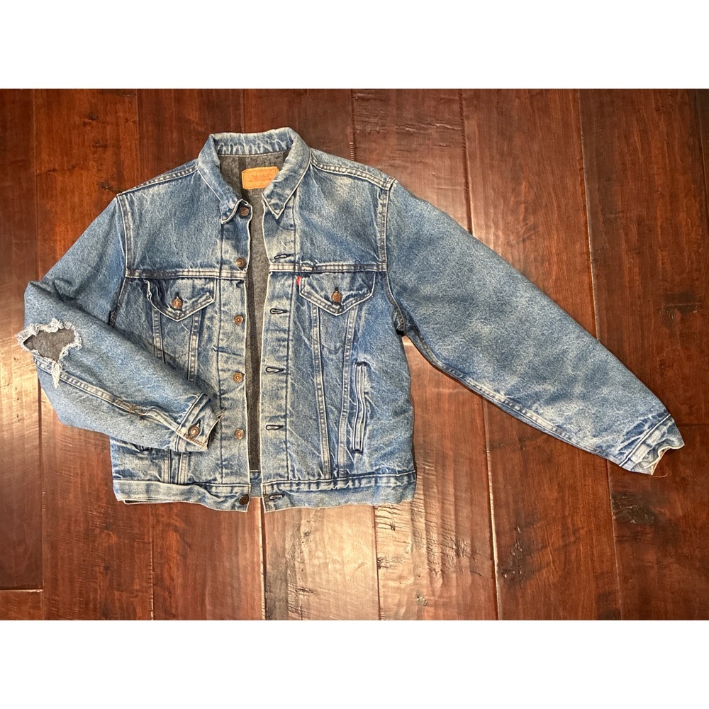 Vintage Levi's 70506 Trucker Jacket Mens 42 Blanket Lined Distressed 0316 USA
